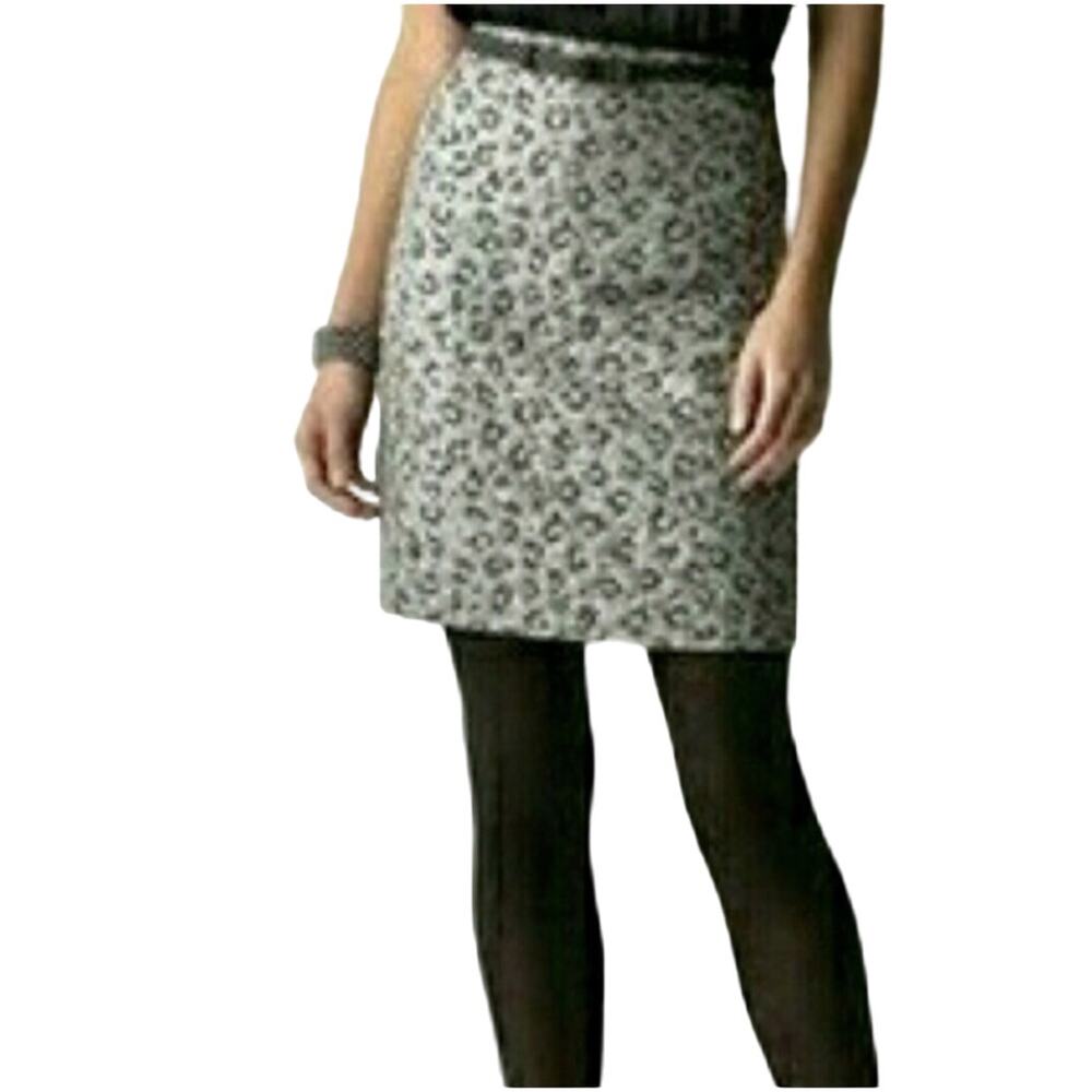 LOFT Silver & Black Leopard Print Skirt Size 6